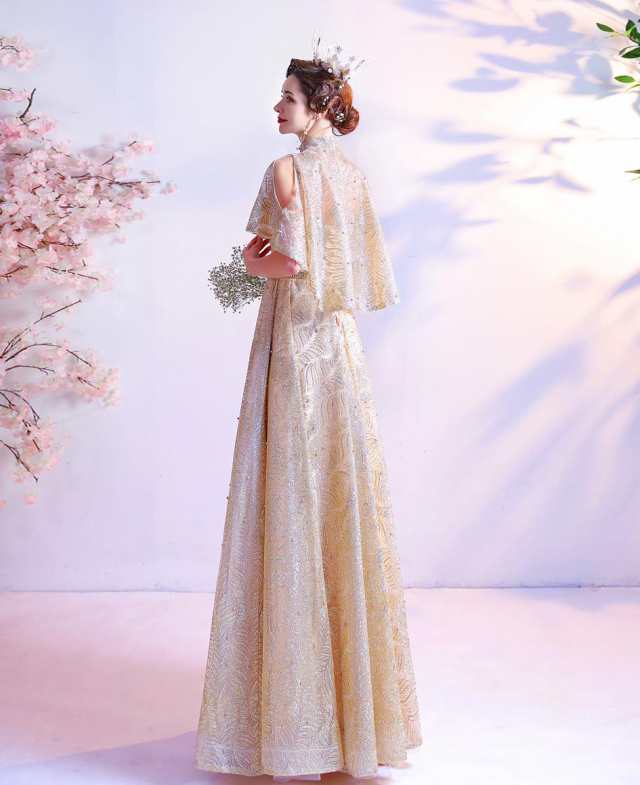 星空ファッショナブルゴールデンロマンティック花嫁ウェディングドレス結婚式礼服パーティードレスワンピースドレス ロングタイプスカーの通販はau PAY  マーケット - エンブリッジ | au PAY マーケット－通販サイト